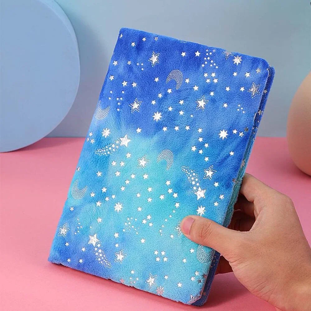 A5 Plush Soft Gradient Star Notebook Velvet Diary Fluffy Journal Planner Gift
